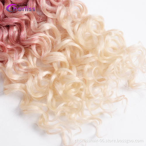 Wholesale Best Selling 24 Inches Ombre Light Color Wavy Bulk Cambodian Hair Crochet Braids Synthetic Braiding Hair Extensions